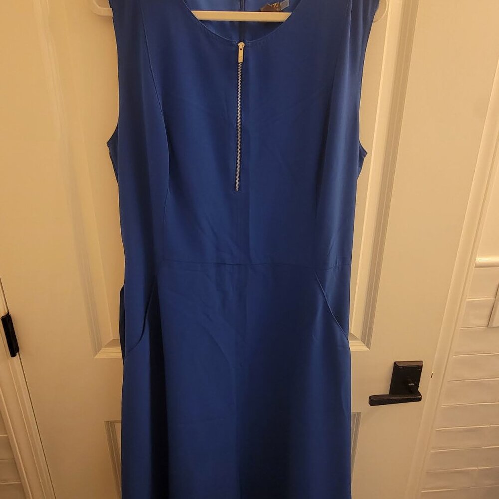 NWT - Taylor Cobalt Blue Plus Dress Gold Zip A-Line Cap Sleeve - Size 18W